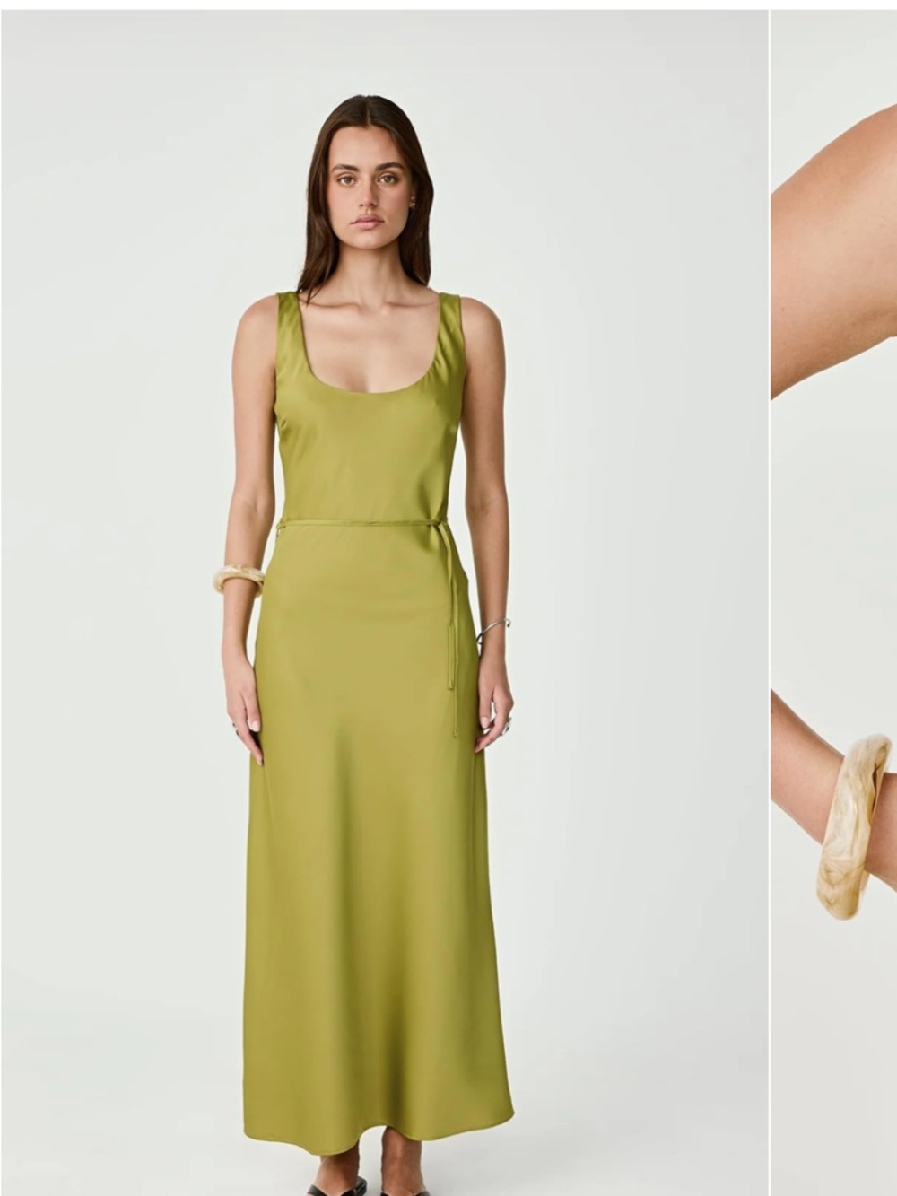 Olive Green Scoop Neck Maxi Dress